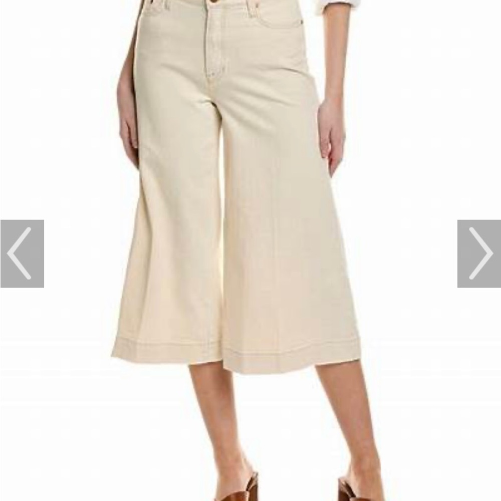 NWT - Boden Sz 28 Ivory Wide-Leg Cotton Culotte Jeans